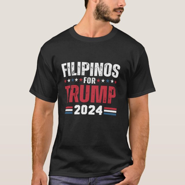 Filipinos For Trump 2024 American Flagga T Shirt (Framsida)