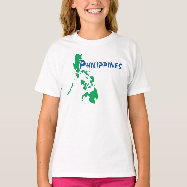 Filipinsk karta över Filippinerna på en T-shirt (Framsida)