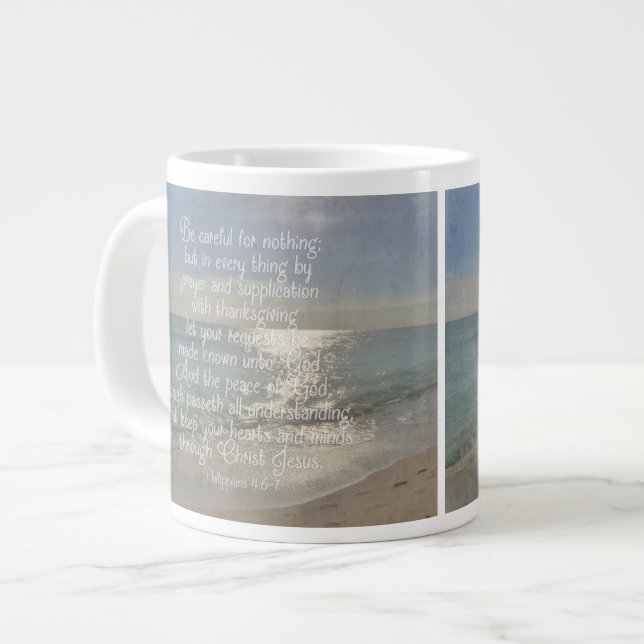 Filipper 4:13 Christian Bible Verse Beach Jumbo Mugg (Framsida vänster)
