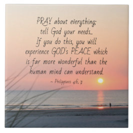 Filipper 4:6 Pray Om allt havssolnedgång Kakelplatta