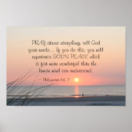 Filipper 4:6 Pray Om allt havssolnedgång Poster