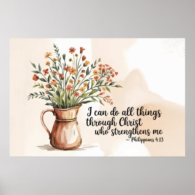 Filipperbrevet 4:13 Bibelvers Utdrag Quote  Poster (Framsidan)