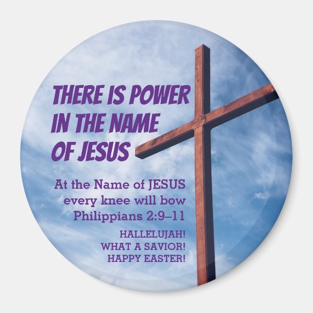 Filipperna 2:9-11 KRAFT I JESUS NAMN Magnet (Framsidan)