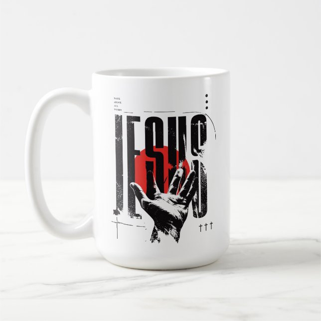 Filipperna 2:9 Namn Över Alla Namn Retro Grunge Kaffemugg (Vänster)