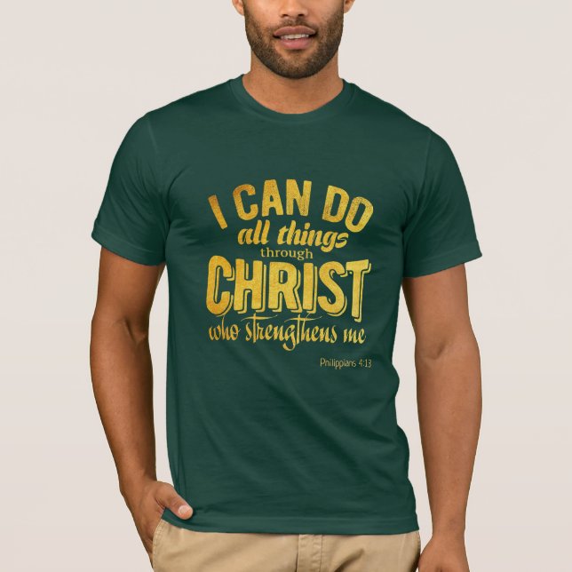 Filipperna 4:13 Guld Kristendom T Shirt (Framsida)
