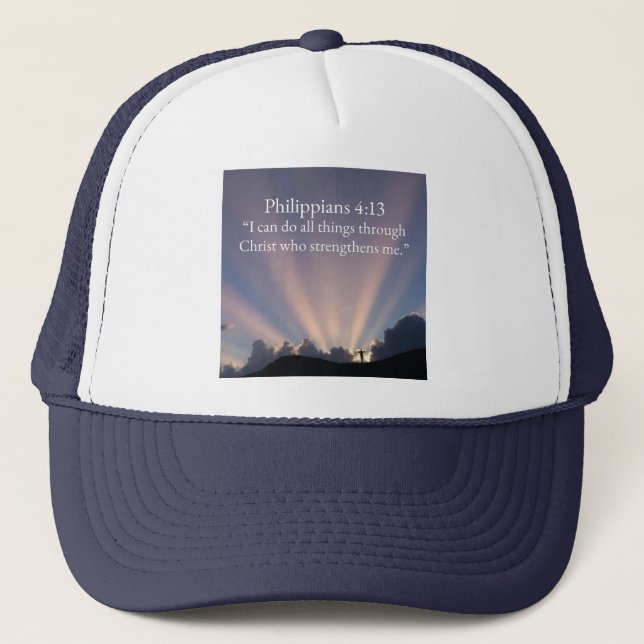 Filipperna 4:13 Kristall Trucker Hatt Keps (Framsida)