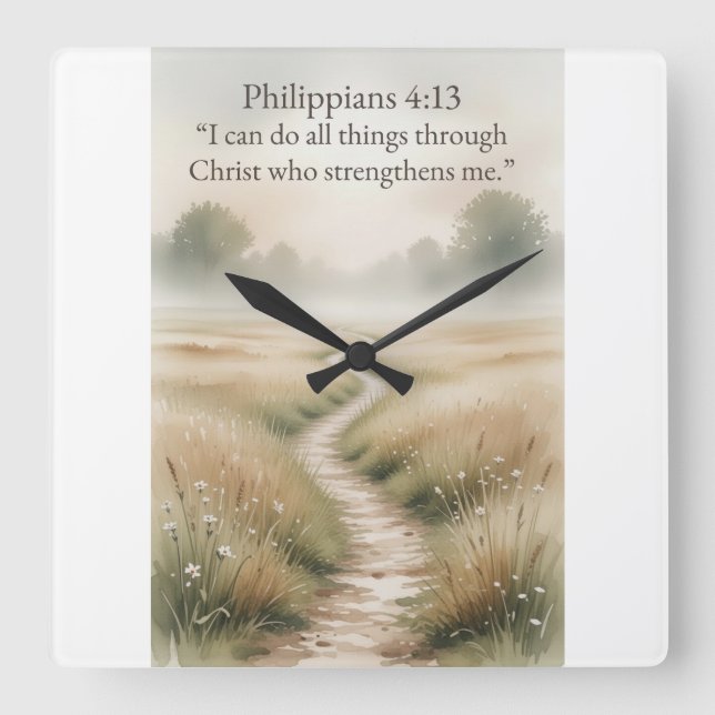 Filipperna 4:13 Kristet Fyrkantigt Väggur (Framsida)