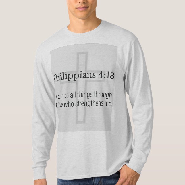 Filipperna 4:13 Kristna mäns långärmade t-shirt (Framsida)