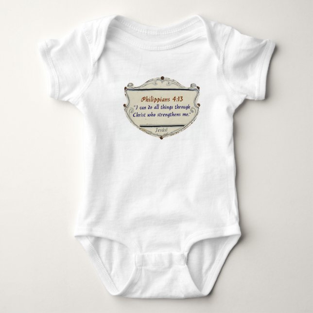 Filipperna 4:13 Sköld Baby Kofta T Shirt (Framsida)
