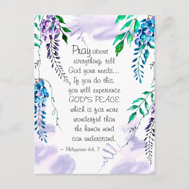 Filippianer 4:6-7 Pray om allt Vykort (Framsida)