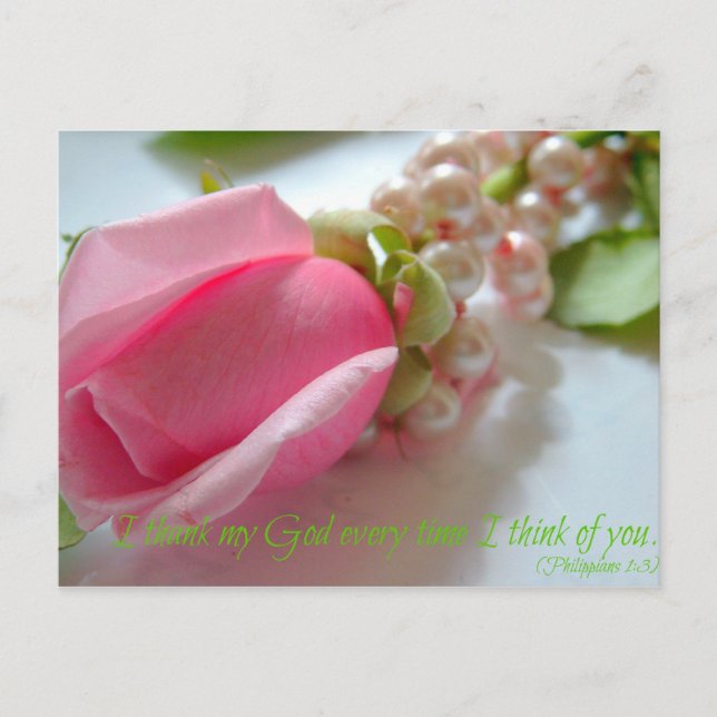 Filippianer Bible verse Jag tackar Gud varje gång Vykort (Framsida)