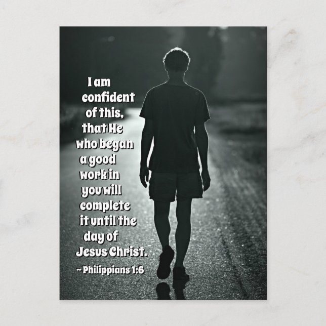 Filippinerna 1:6 Han som har påbörjat ett bra Bibl Vykort (Framsida)