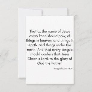 Filippinerna 2:10-11 KJV Bible Scripture Hälsning Kort
