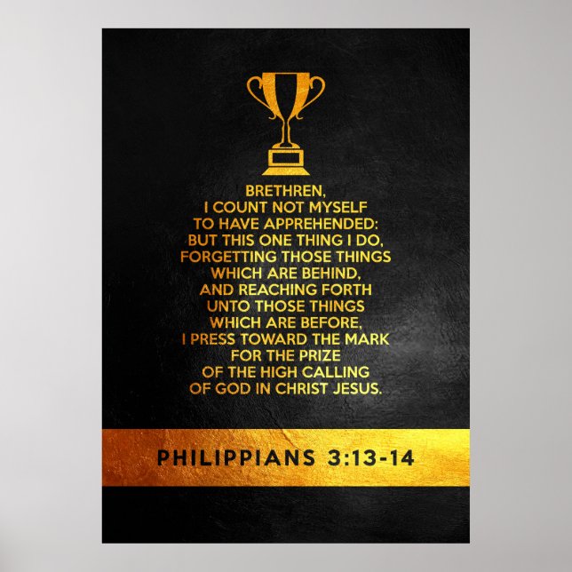 Filippinerna 3:13-14 Bible Verse Poster (Framsidan)