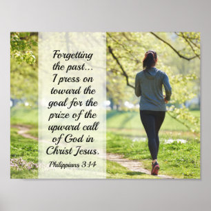 Filippinerna 3:14 Bible Verse, Girl Running Poster