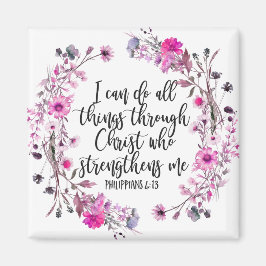 Filippinerna 4:13 Bibelskrift Rosa och Lila Magnet