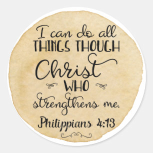 Filippinerna 4:13 Bible Christian Stickers Guld Runt Klistermärke