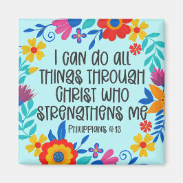 Filippinerna 4:13 Bible Scripture Folk Art Blommig Magnet