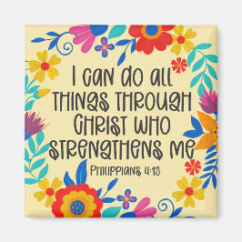 Filippinerna 4:13 Bible Scripture Folk Art Blommig Magnet