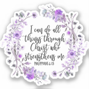Filippinerna 4:13 Bible Scripture Lila Lavender Klistermärken