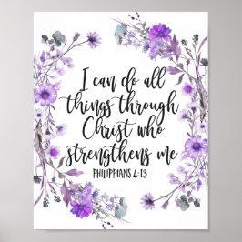 Filippinerna 4:13 Bible Scripture Lila Lavender Poster
