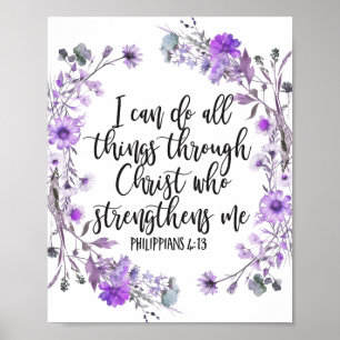 Filippinerna 4:13 Bible Scripture Lila Lavender Poster