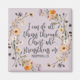 Filippinerna 4:13 Bible Scripture Verse Blommigt B Magnet