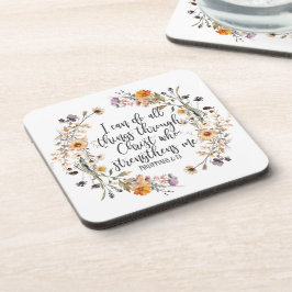 Filippinerna 4:13 Bible Scripture Verse Blommigt B Underlägg