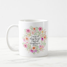 Filippinerna 4:13 Bible Scripture Verse Blommigt Kaffemugg