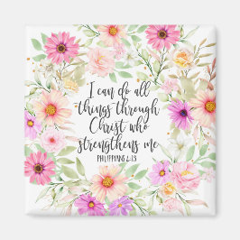 Filippinerna 4:13 Bible Scripture Verse Blommigt Magnet