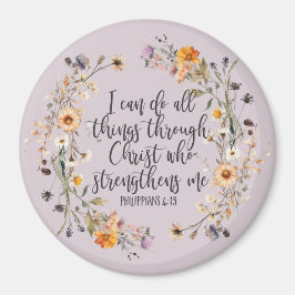 Filippinerna 4:13 Bible Scripture Verse Blommigt Magnet