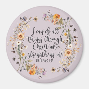 Filippinerna 4:13 Bible Scripture Verse Blommigt Magnet