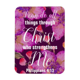 Filippinerna 4:13 Bible Verse Blommigt Magnet