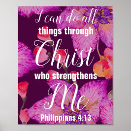 Filippinerna 4:13 Bible Verse Blommigt Poster