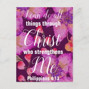 Filippinerna 4:13 Bible Verse Blommigt Vykort