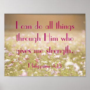 Filippinerna 4:13 Bible Verse Flower Fält Photo Poster