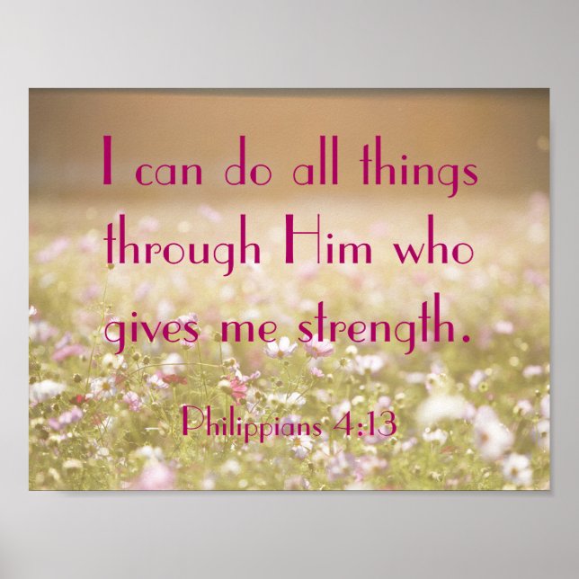 Filippinerna 4:13 Bible Verse Flower Fält Photo Poster (Framsidan)