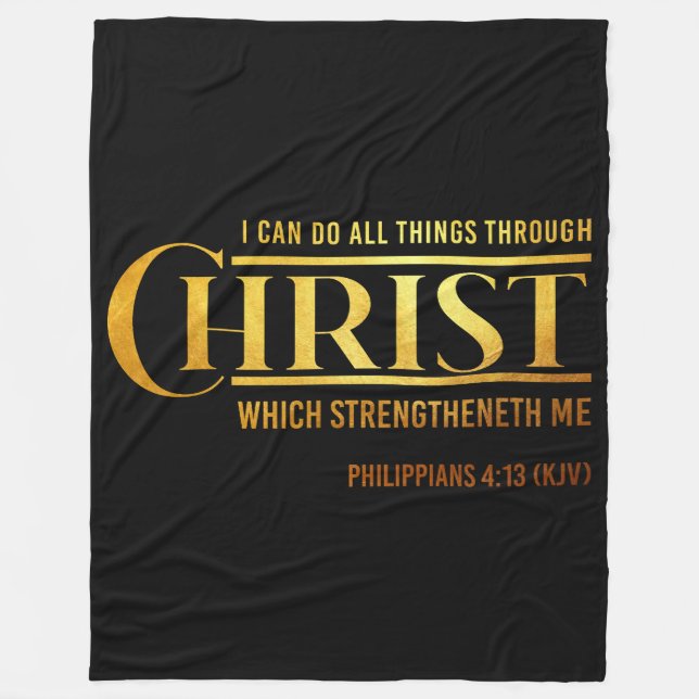 Filippinerna 4:13 Bible Verse KJV-citat Fleecefilt (Framsidan)