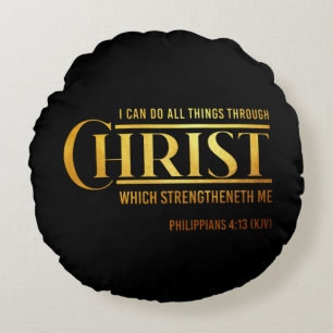 Filippinerna 4:13 Bible Verse KJV-citat Rund Kudde