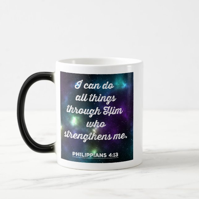 Filippinerna 4:13 Bible Verse Magisk Mugg (Vänster)