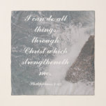 Filippinerna 4:13 Bible Verse Majestic Ocean<br><div class="desc">Filipper 4:13 Bible Scripture VERK of uppmuntrande på denna vackra scarf: "Jag kan göra allt sak genom Kristus som stärker mig." KJV Majestic Sea vågar kraschar mot sten. Gör en underbar gåva!</div>