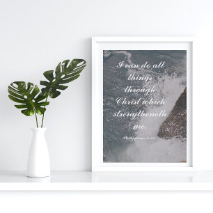 Filippinerna 4:13 Bible Verse Majestic Ocean Poster