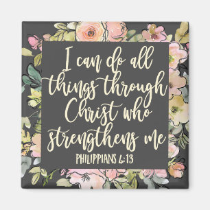 Filippinerna 4:13 Bible Verse Söt Pastel Blommigt Magnet