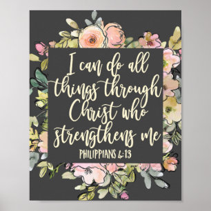 Filippinerna 4:13 Bible Verse Söt Pastel Blommigt Poster