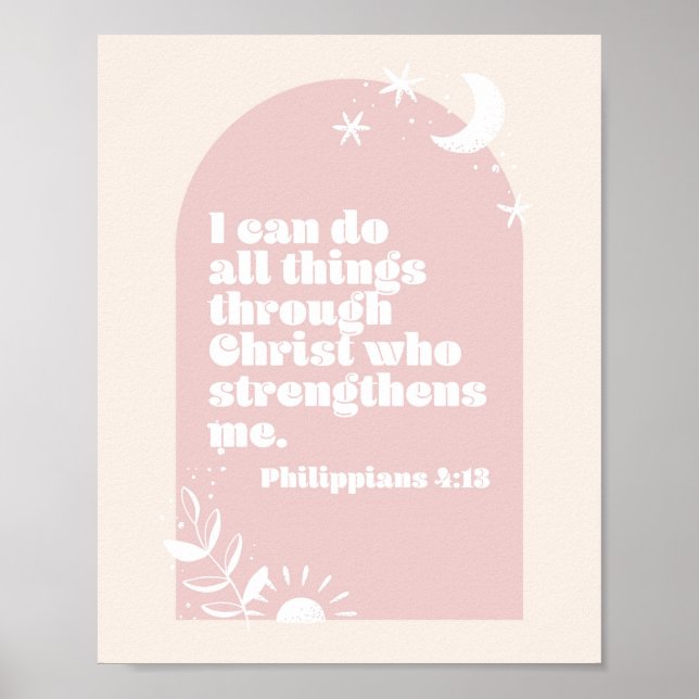 Filippinerna 4:13 Boho  Rosa Arch Poster (Framsidan)