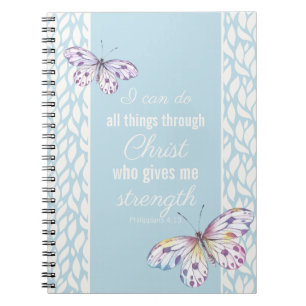 Filippinerna 4:13 Butterfly Fleece Blanket Anteckningsbok