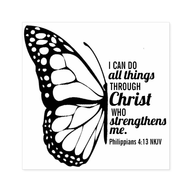 Filippinerna 4:13 Butterfly Scripture in the Bible Stämpel (Tryck)