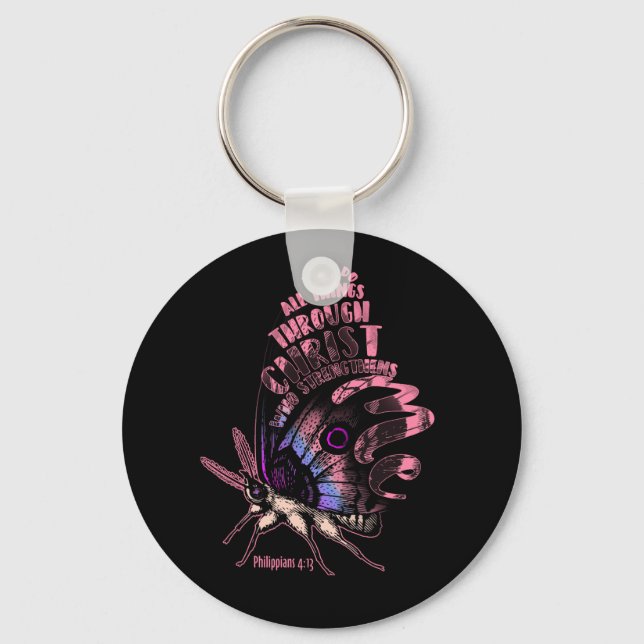 Filippinerna 4 13 Christian Bible Verse Butterfly Nyckelring (Framsida)