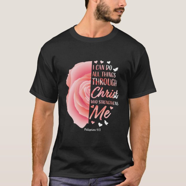 Filippinerna 4 13 Christian Bible Verse Religiösa T Shirt (Framsida)