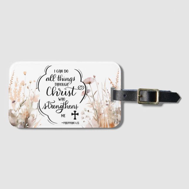 Filippinerna 4:13 Hela sak genom Kristus Bible Bagagebricka (Framsida horisontal)